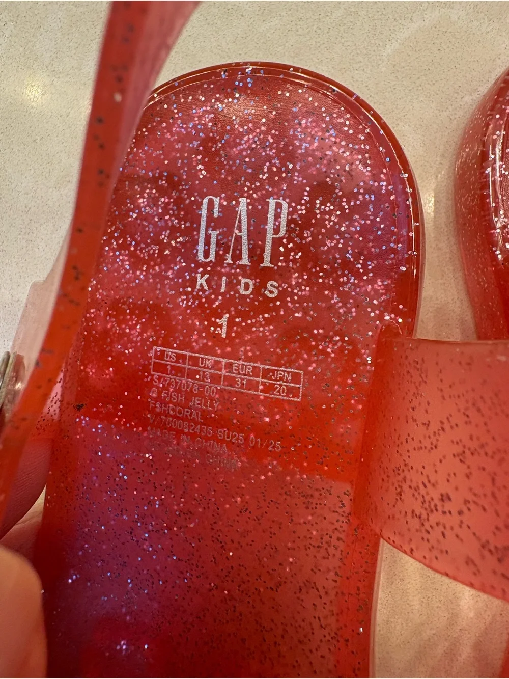GAP Kids Red Glitter Jelly Sandals